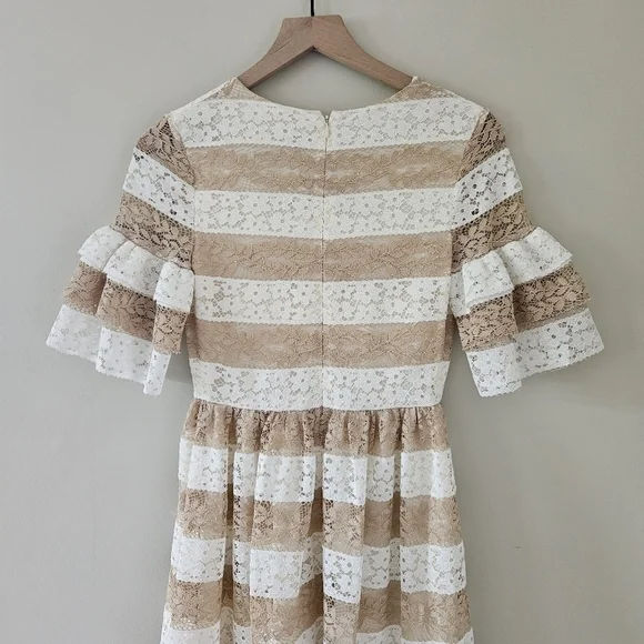 Huishan Zhang Resort 2017 Tan and White Stripe Maxi Dress - Picture 9 of 12